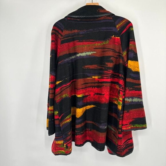 Ali Miles Womens southwestern pattern Cardigan Jacket Size Large faux leather - Picture 13 of 15